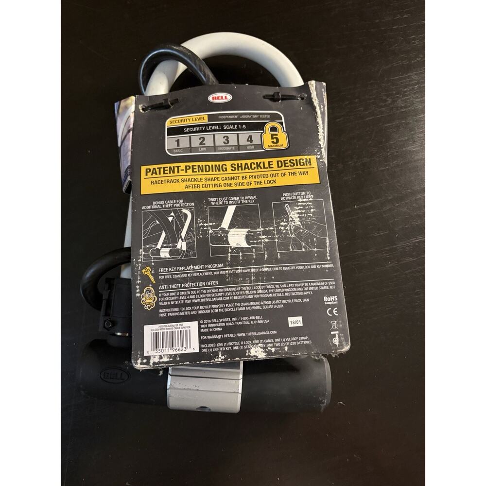 BELL Sports Catalyst 550 9.25" Hardened Steel Shackle U-Lock w/ Bonus 4 ft Cable - Picture 4 of 9